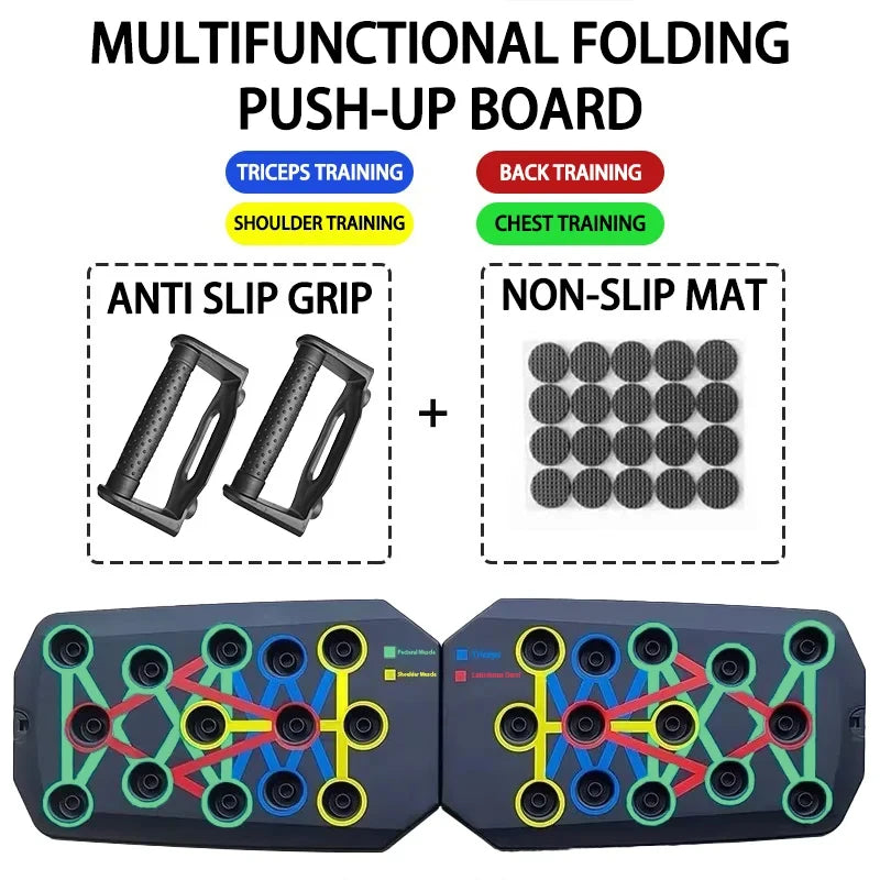 Portable Foldable Push-Up Board Set with Handles – Full Body Workout Trainer