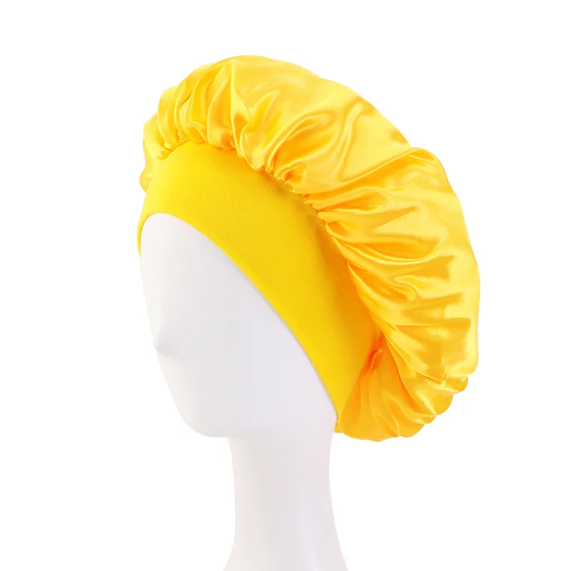 Satin Sleep Bonnet – Unisex Wide-Brim Night Cap with Elastic Band - The Highest Nation