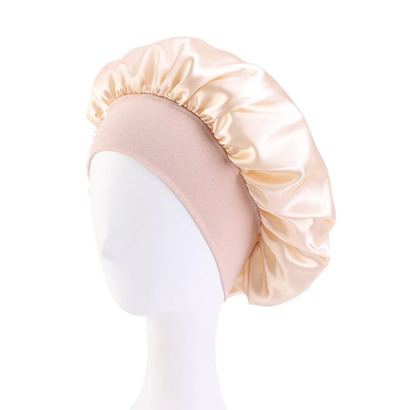 Satin Sleep Bonnet – Unisex Wide-Brim Night Cap with Elastic Band - The Highest Nation