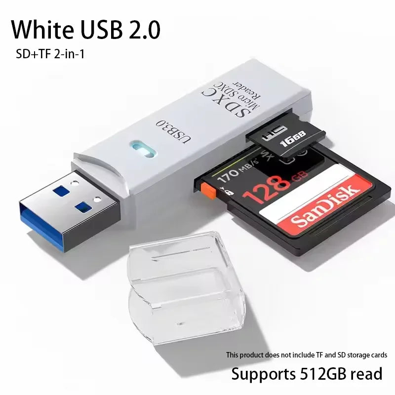 2-in-1 High-Speed USB Card Reader – USB 3.0/2.0, Supports SD & TF Cards for PC, Laptop, Camera, Car - The Highest Nation