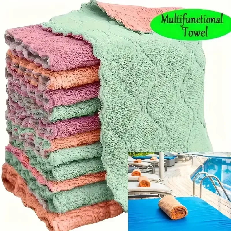 5/10/20pcs Kitchen Towels, Ultra-fine Fiber Light Gray Cleaning Cloth Set, Absorbent, Soft and Stain-removing Cloth - The Highest Nation