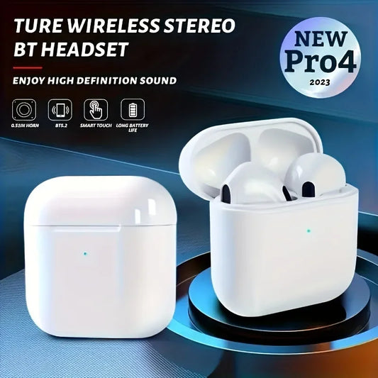 Pro 4 TWS Wireless Earbuds – Bluetooth 5.3, Waterproof, with Mic for iPhone & Android
