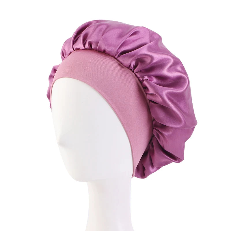 Satin Sleep Bonnet – Unisex Wide-Brim Night Cap with Elastic Band - The Highest Nation