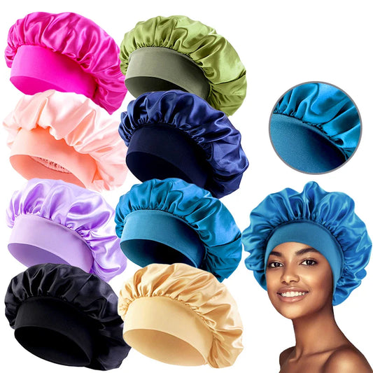 Satin Sleep Bonnet – Unisex Wide-Brim Night Cap with Elastic Band - The Highest Nation
