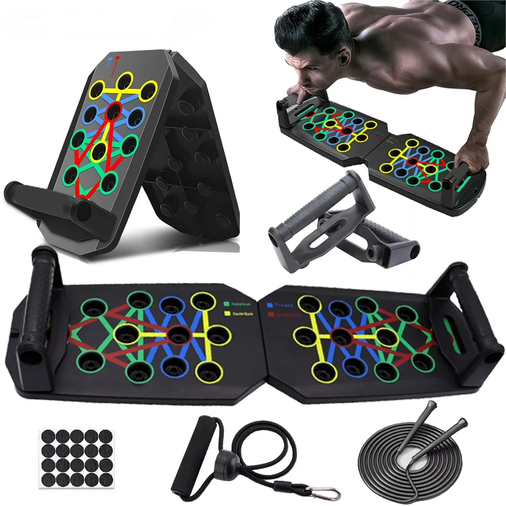 Portable Foldable Push-Up Board Set with Handles – Full Body Workout Trainer