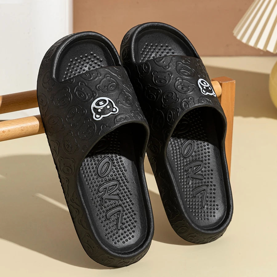 Cartoon Bear Slides – Soft, Thick-Soled Anti-Slip Slippers for Men & Women, Indoor & Outdoor Use - The Highest Nation