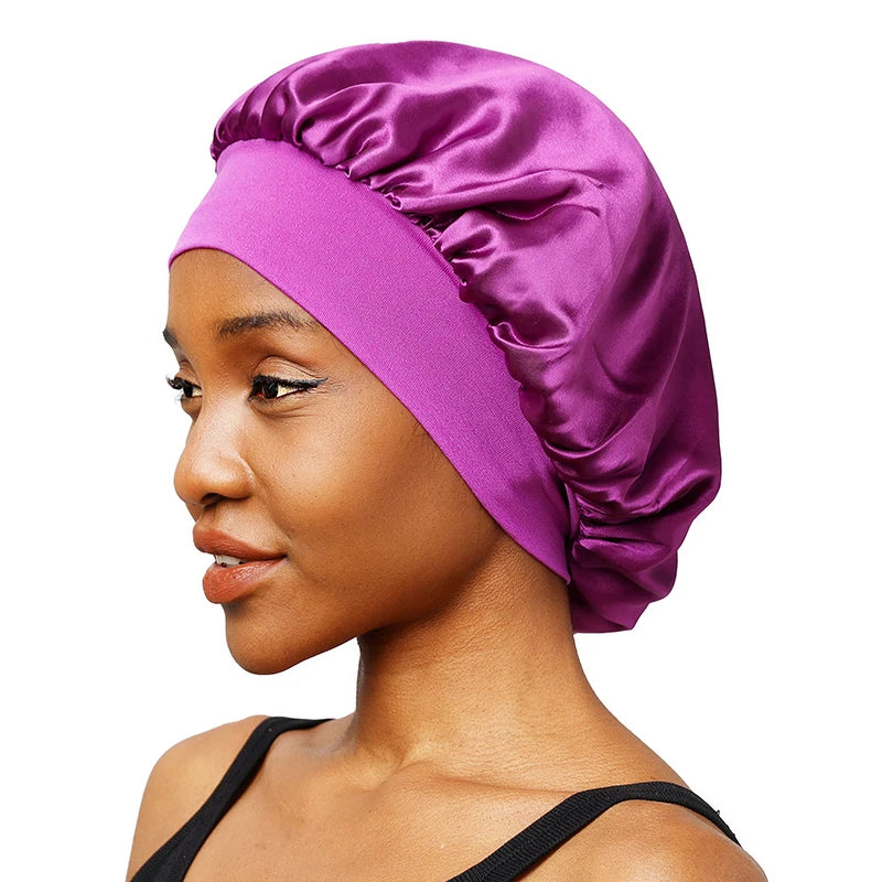 Satin Sleep Bonnet – Unisex Wide-Brim Night Cap with Elastic Band - The Highest Nation