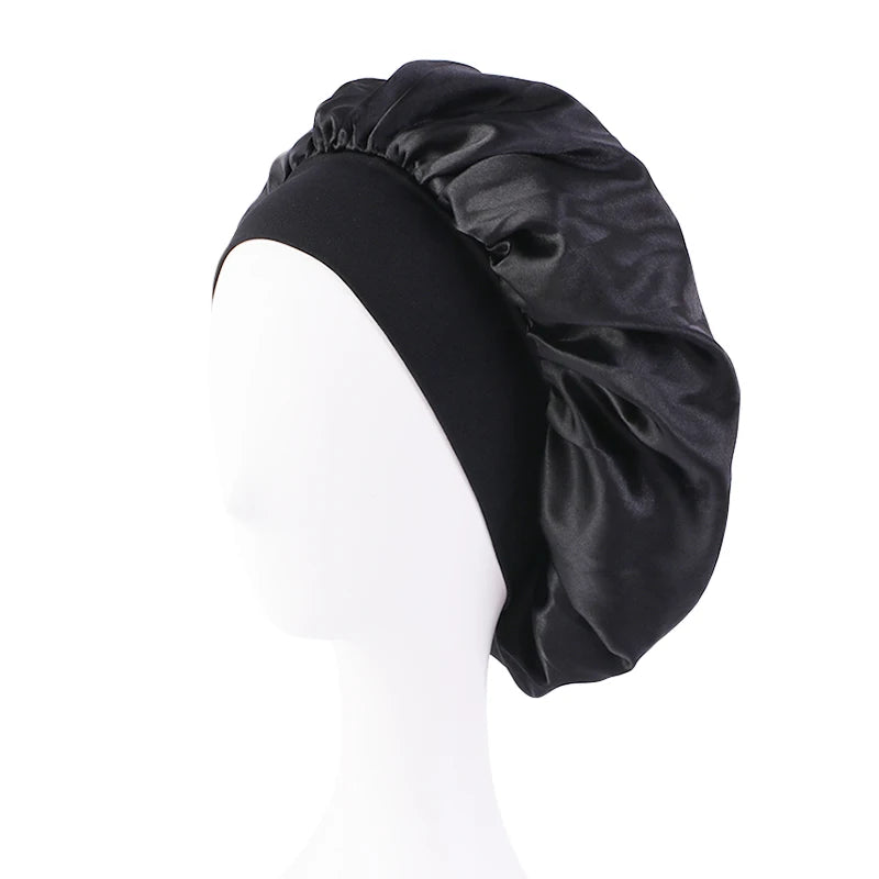 Satin Sleep Bonnet – Unisex Wide-Brim Night Cap with Elastic Band - The Highest Nation