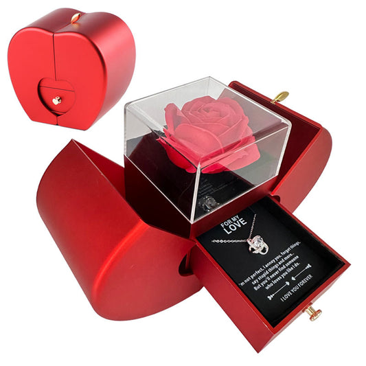 Eternal Rose Apple Jewelry Box – Necklace Gift for Her | Valentine's, Mother's Day, Christmas