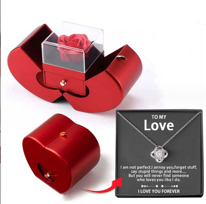 Eternal Rose Apple Jewelry Box – Necklace Gift for Her | Valentine's, Mother's Day, Christmas