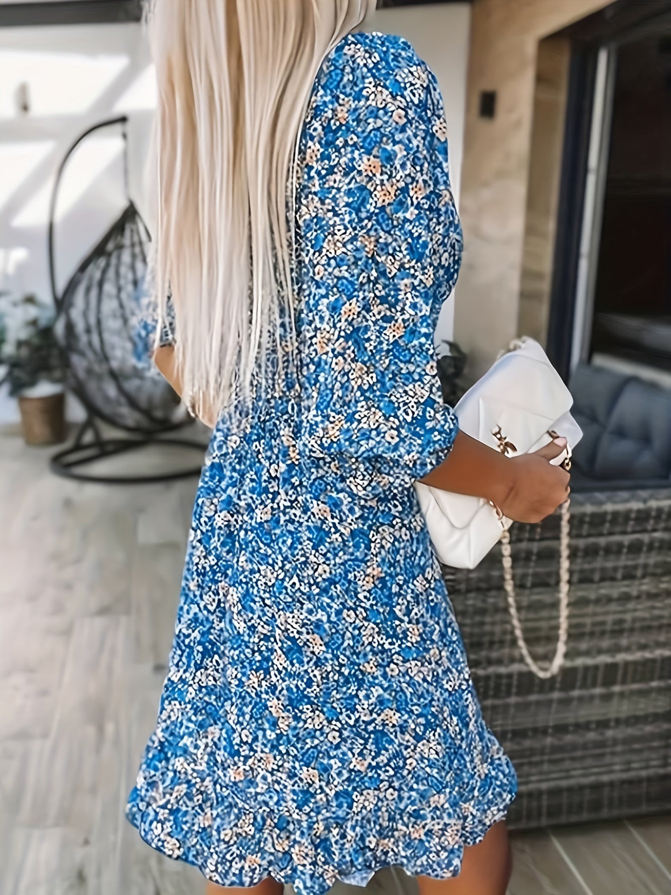 Floral V-Neck Shirred Waist Dress – Casual Spring & Summer Style - The Highest Nation